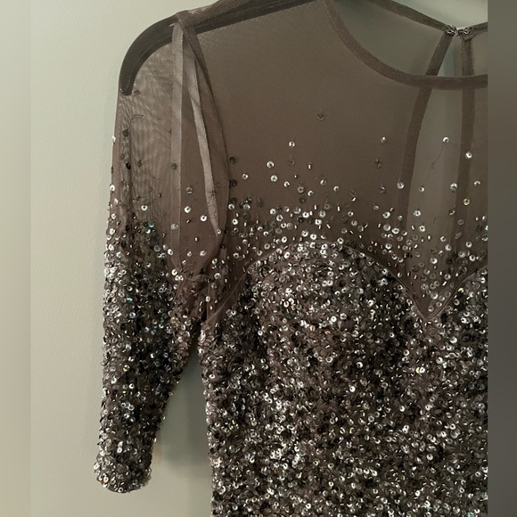 Adrianna Papell Beaded Sequined Maxi Dress Gown Wedding Mother of Bride - Picture 5 of 9